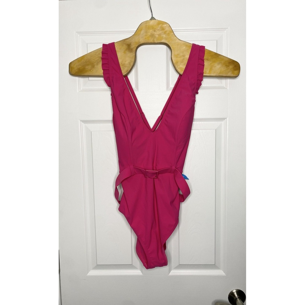 Skinny‎ Dippers Women's Cinch Belted One Piece Bathing Suit Pink XL New
